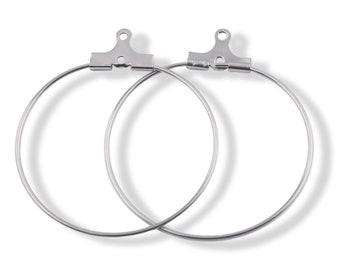 20 Steel Earring Hoops  - 30mm Stainless Steel Wire Earring Ear Circle Connectors For DIY Dangle Earrings Making Jeweley Findings