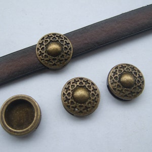 10pcs Sliders Spacer for 10mm Flat Leather Cord, Metal Findings Bronze 10x2mm flat leather findings