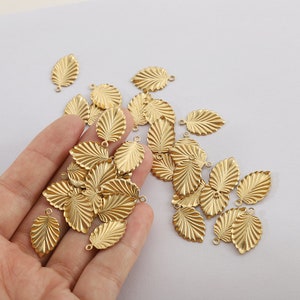 Raw Brass Charms tiny Feather Leaf Charm 12x19mm For Necklace Earrings Jewelry Findings Making Supplies