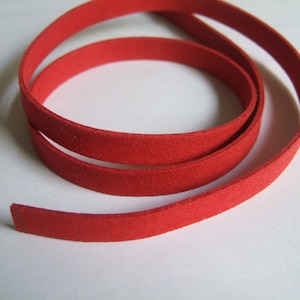 1 Meter 10mm Flat Red Faux Suede Leather Cord