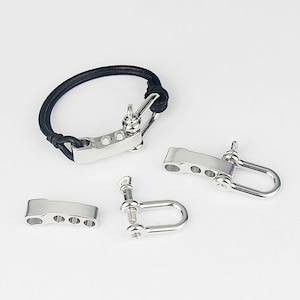 2 Sets Silver Tone U Shackle Clasp with Screw Pin for Leather or Paracord Bracelet