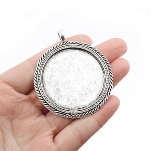 5pcs Antique Silver Round Blanks Tray Settings Pendant Bezel for 40mm Glass Cabochon