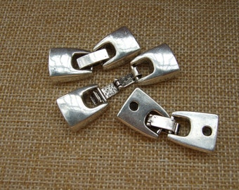 5 ensembles d'embouts de fermoir à pression en argent antique 12x3mm pour trouver un bracelet en cuir plat de 12mm