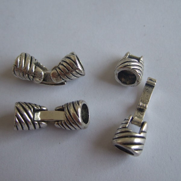 5 ensembles de fermoirs à pression en argent Antique de 5mm pour les résultats de bracelet à cordon en cuir rond de 5mm