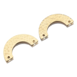10 Raw Brass Hammered Half Round Arched Charms Connectors Pendant 25x12.5mm