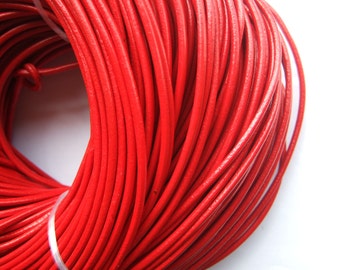 3mm Rood Rond Echt Lederen Koord String 2 meter / 10 meter