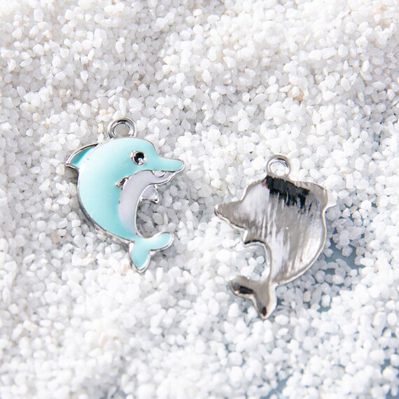 Pendenti Delfino Colorati Ciondoli Smalto 10 Pezzi Forma Delfino Per Bracciali Collane G 667516 - Foto 5