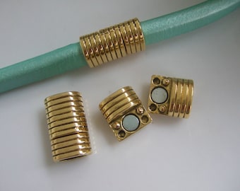 3 Sets Antique Gold Licorice Clasp for Licorice Leather 10x7mm Oval Hole