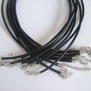 10pcs Black Leather Cord Choker Necklace Chain Charm Findings String 3mm