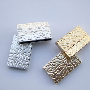 3 Sets Flat Magnetic Clasp 35x3mm Embossed Clasp for up to 35mm flat leather bracelet making image 1