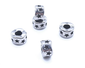 5pcs Stainless Steel 4mm Hole Pentagram Irregular Spacers Beads Retro