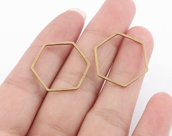 Brass charms 20x22mm Hexagon Raw brass pendant Geometric connector 30pcs