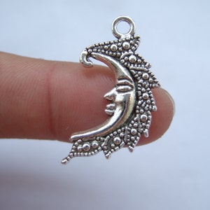 20 Crescent Moon Charms 25 x 15mm Antique Silver