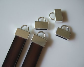 10 Pieces Antique Silver Flat Leather End Caps , 10mm Flat Leather clasp , 10x2mm Flat Leather Findings