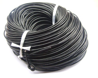 3mm Leather Cord 3.0mm Round Leather Cord Black Genuine Leather Strips 2 meters /  5 meters