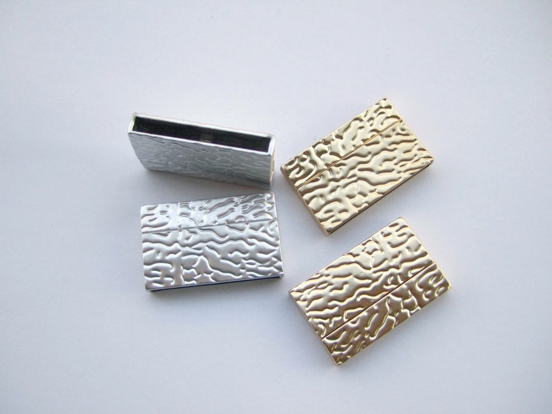 3 Sets Flat Magnetic Clasp 35x3mm Embossed Clasp for up to 35mm flat leather bracelet making image 2