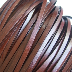 5mm Brown Flat Leather Cord 5x2mm  flat leather cords 1 Meter