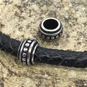 Stainless Steel Large Hole Spacer Beads , 7.5mm Hole Vintage Black Bead for DIY Jewelry Making European Charms Beaded Bracelet
