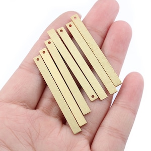 2pc Gold charms Real 18K Gold plated 40x3mm Rectangle brass earrings charms