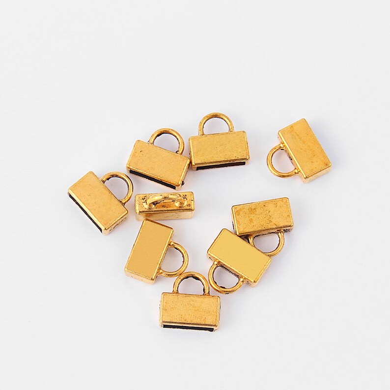 10pcs Antique Gold Flat Leather End Caps 10mm Flat Leather Etsy
