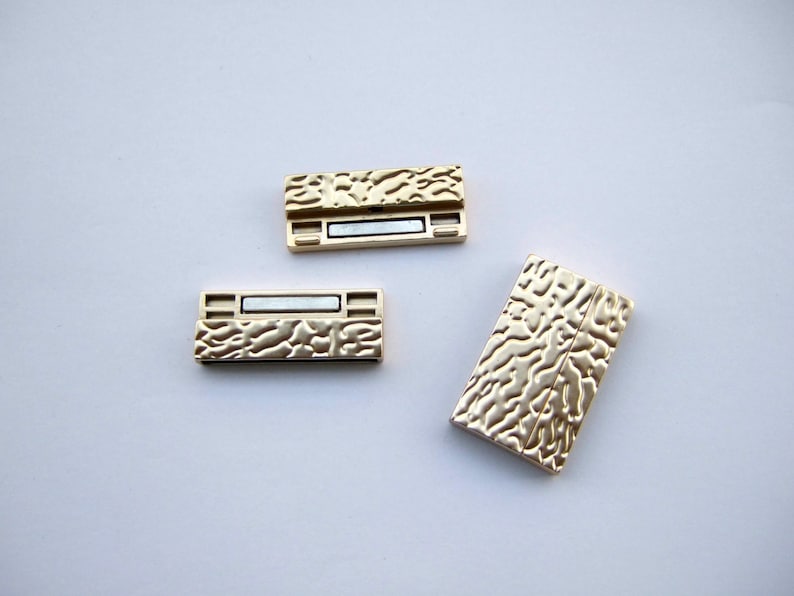 3 Sets Flat Magnetic Clasp 35x3mm Embossed Clasp for up to 35mm flat leather bracelet making image 5