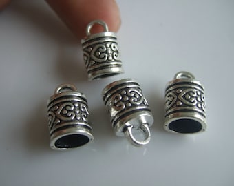 10pcs Antique Silver End Caps for up to 7.5mm round leather cord