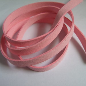 1 Meter Pink 10mm Flat  Faux Suede Leather Cord 1.5mm Thickness P103