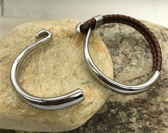 1 Set Edelstahl Haken Verschluss Halbe Manschette Armband Zubehör für 4mm runden Lederband