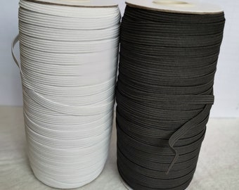 6mm Width Flat Elastic Cord  White / Black Skinny Elastic Band Cords for Sewing DIY Making