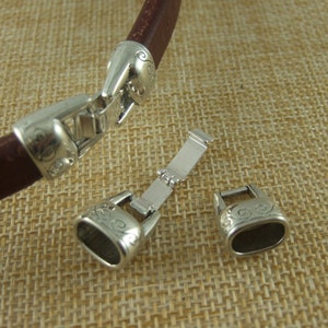 5 Sets Antiek Zilver Zoethout Snap Sluitingen Lace Clip Sluiting voor Leer 10x6mm Armband Bevindingen
