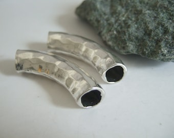 5 Antique Silver 8x7mm hole Tube Slider Spacers for Round Leather findings 43x10mm