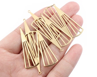 30pcs Brass pendant 38.5x12.5mm Triangle dangle earrings charm Fan shaped brass findings