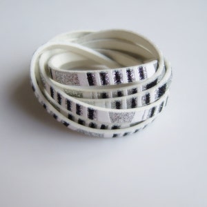 1meter 5x2mm Strip Flat leather cord 5mm Bling PU leather cord Black - White - Grey mixed