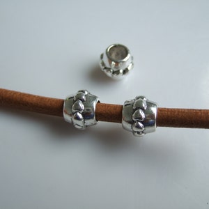 10pcs Antique Silver Bumpy Slider Beads for 5mm Round Leather