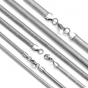 Catene in acciaio inossidabile, catena a serpente piatta da 3 mm, 4 mm, 5 mm, 6 mm, catena per collana in acciaio inossidabile rifinita