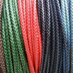 6mm Round Braided leather cord Genuine round leather strip , Bolo Leather Cord - DIY Craft Jewelry 1 Meter / 3 Meters
