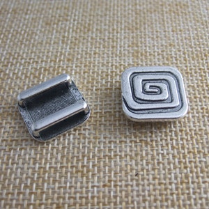 10pcs Antique Silver Flat Spiral/Swirl Sliders Spacer Charms  for 13x2mm Flat Leather Bracelet