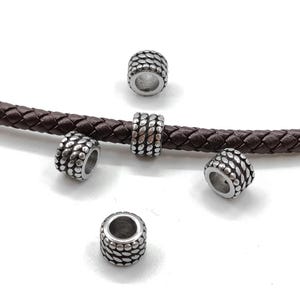 5mm Stainless Steel Dots Sliders Spacer Beads  for round leather cord bracelet findings