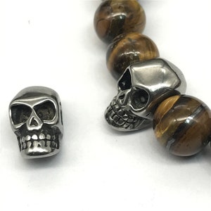 Stainless Steel Skull Skeleton Head Spacer Bead for DIY Bracelet Necklace Beaded Accessories