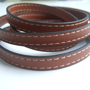 1 Meter Stitched 10x2mm Flat Leather Cord Light Brown 10mm leather cord