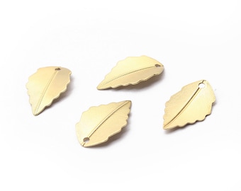 Raw Brass Leaf Shaped Earring and Necklace Charms hallow Out - Etsy