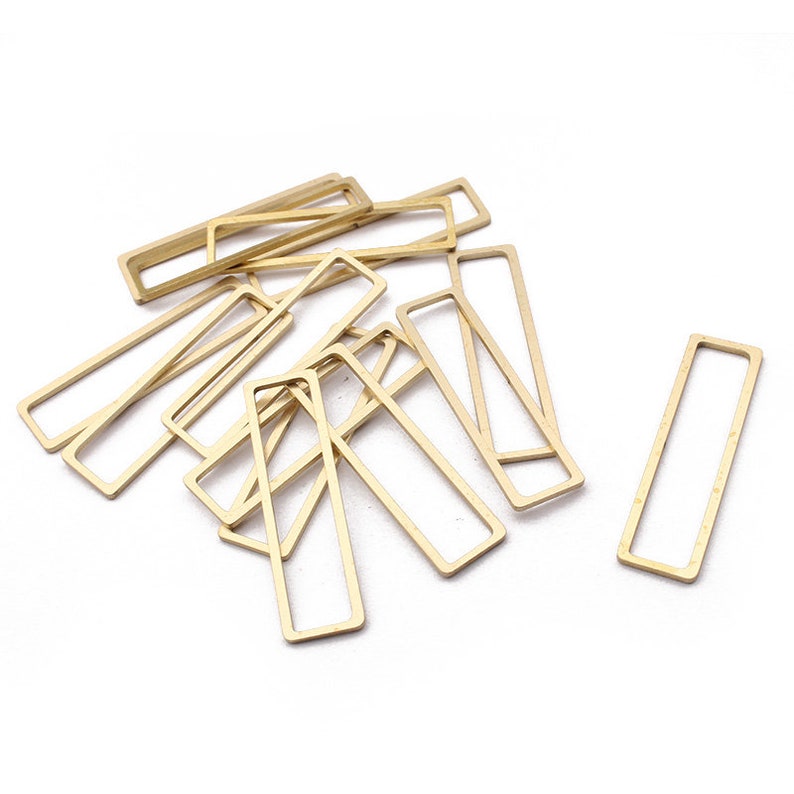 10 Raw Brass Rectangle Frame Charms Pendants Brass Dangle Earrings Findings 11x40mm 1mm thickness