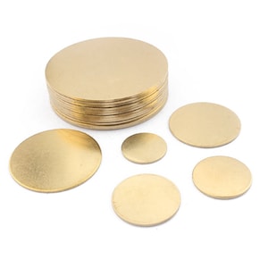 5-10 pezzi di ottone grezzo rotondo per stampaggio grezzi, disco da 1 mm di spessore, 15 mm, 20 mm, 25 mm, 30 mm, senza foro per la creazione di gioielli fai da te.