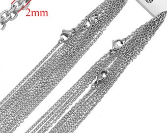 Cadenas de acero inoxidable, cadena de collar de acero inoxidable con acabado de 2 mm