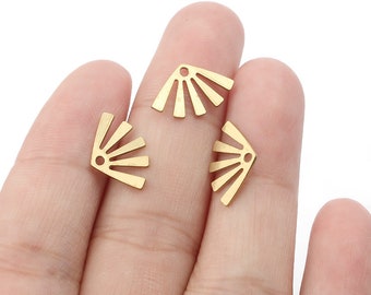 50pcs Brass fan charm 15x9.3mm Raw brass earrings findings Jewelry findings