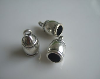 10 Pieces Antique Silver 8mm Hole End Caps for Round Leather AK232