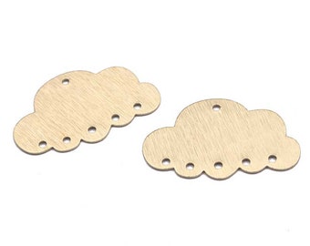 10 Brass Cloud Connector , Textured Raw Brass Cloud Shaped Charm, Brass Cloud Earring Charms for Jewelry Making 30x19mm