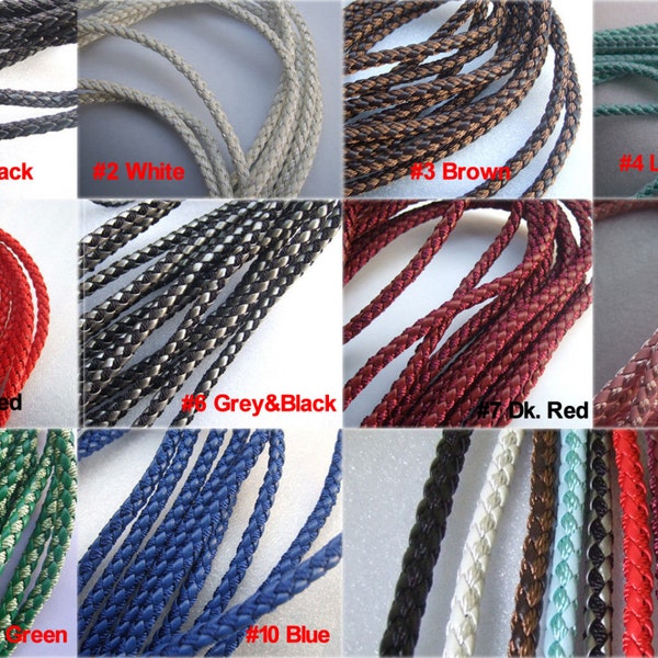 5mm Round Leather & Silk Braided Cord Trim Rope for bracelet / necklace lace thong 1 , 3 meters