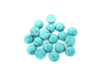 10pcs  10mm , 12mm Round Turquoise Cabochon Natural Stone Flat Back