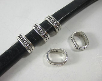 10pcs Antique Silver Dots Sliders Licorice Spacer Beads for 10x6mm Licorice Leather Findings